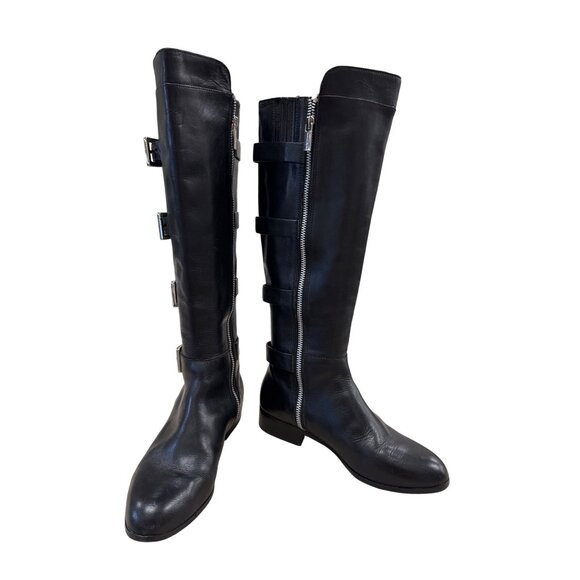 Michael Kors Womens Black Leather Knee High Boots 7M SKU 7167 - Picture 1 of 16